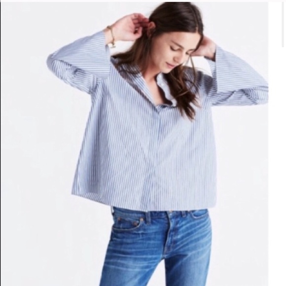 Madewell Tops - Madewell Poplin Long Bell Sleeve Striped Top